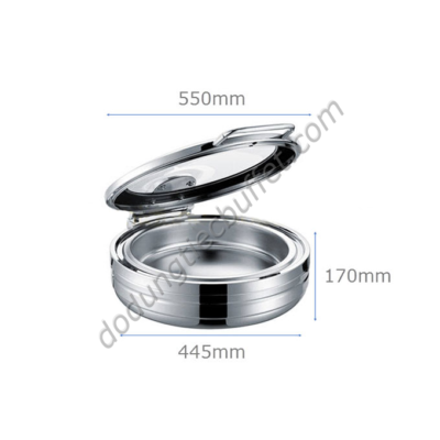 Kích thước Nồi hâm buffet tròn inox 304 nắp kính thủy lực dùng cho bếp từ NF2165